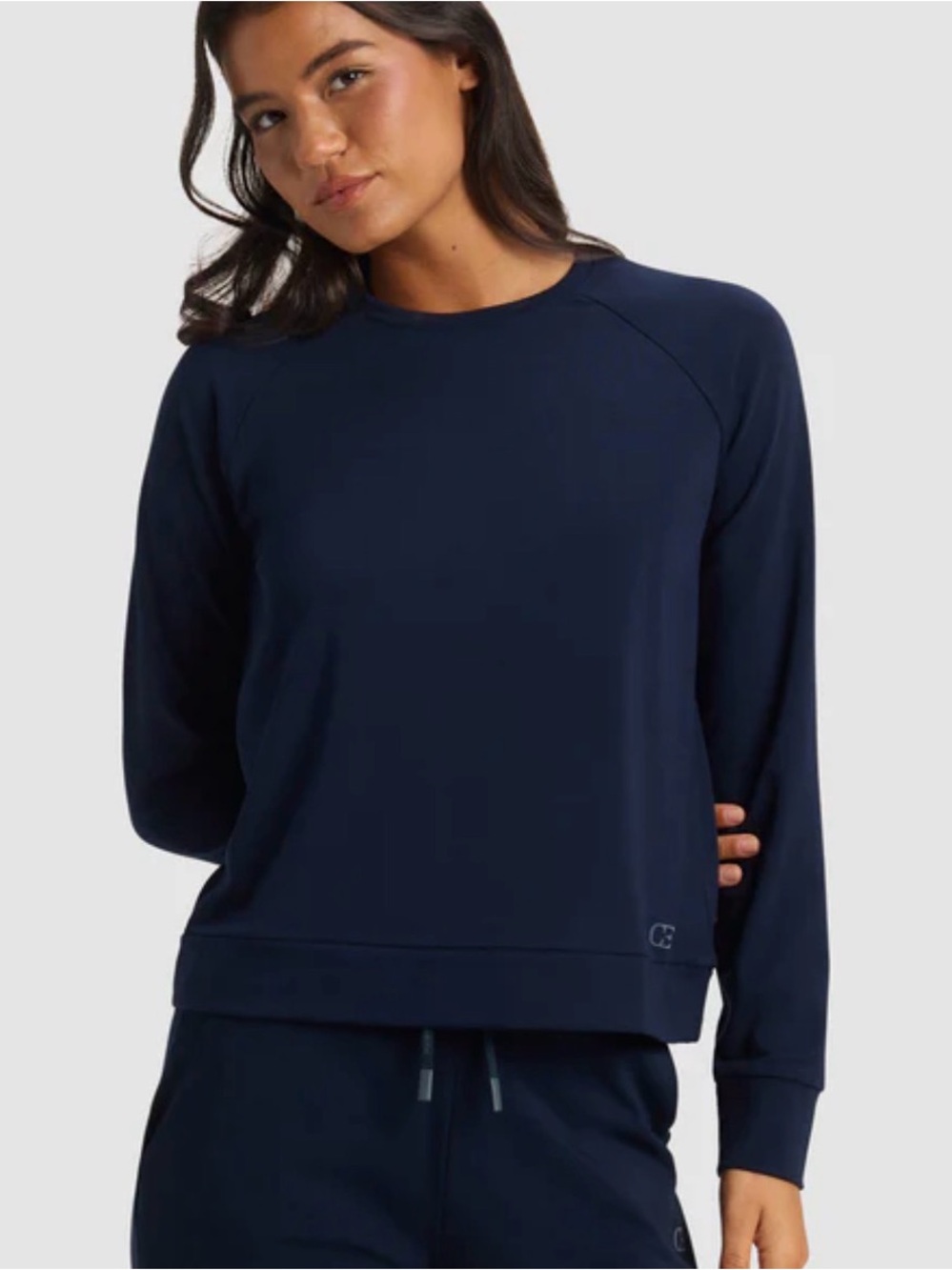 Cozy Earth Ultra-Soft Raglan Pullover Crew - Navy - XS